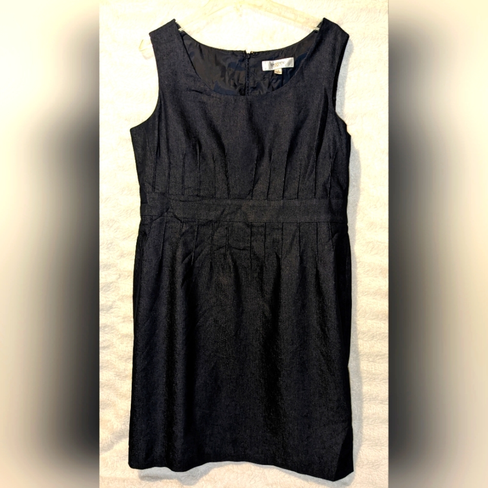 💫JONES STUDIO Black Sheath DRESS Sz 16 Sleeveless Darted Waist Lined